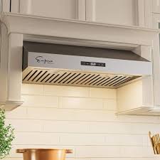 empava 30 in 400 cfm ductless kitchen under cabinet range hood in stainless steel with duct and led lights