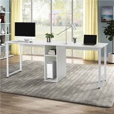 White home office design via impressiveinteriordesign.com. Home Office Dual Person Computer Desk With Wire Management White