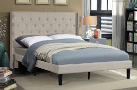queen upholstered bed frame beige