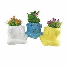Multicolor Funny Face Ceramic Planter