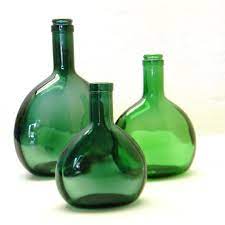 antique green glass bottles or flasks