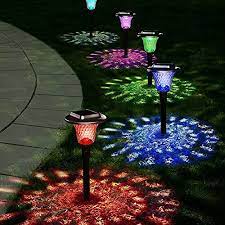 Solar Lights Outdoor Auto Changing Solar Pathway Colorful Bright Glass Garden