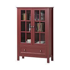 Glass 2 Door Tall Cabinet With Drawer
