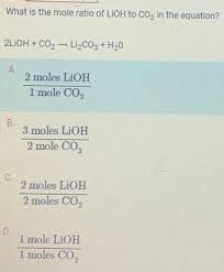 What Is The Mole Ratio Of Lioh To Co₂