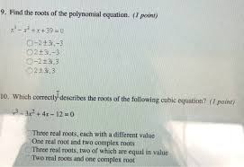 Roots Of The Polynomial Equation 1
