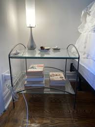 Crate Barrel Glass Bedside End Table