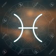 Zodiac Sign Pisces White Thin Simple Line Astrological Symbol