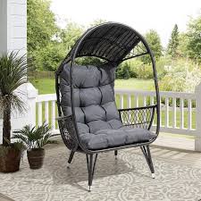 Dark Brown Wicker Outdoor Egg Chair