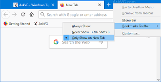 hide bookmarks toolbar on new tab page