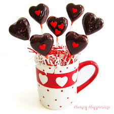 cherry heart pops with chewy chocolate