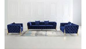 sheila tufted navy velvet sofa
