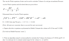 The Van Der Waals Equation Of State Can
