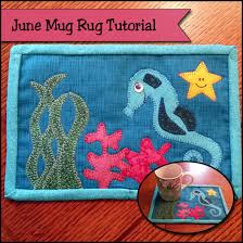 june mug rug of the month seahorse
