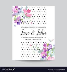 Wedding Invitation Template With Spring Flowers Vector Image