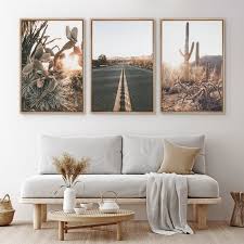 Framed Canvas Wall Art Set Of 3 Cactus