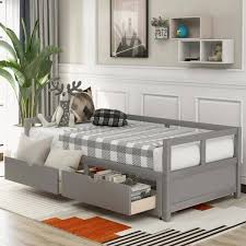 aisword wooden daybed with trundle bed