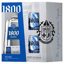 1800 silver tequila 750ml w 2 shot