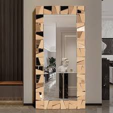 Floor Mirror With 3d Amber Glass Frame