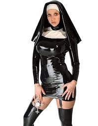 Amazon.com: Latex Nuns Queen Uniform with Garter Rubber Dress  Costumes,Black,S : Everything Else