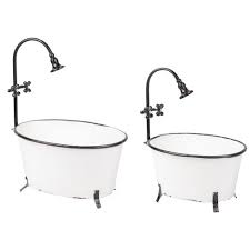 And for a vintage look, consider a classic claw foot tub as a centerpiece. Set Of 2 Black Rim White Enamel Bathtub Planters Foreside Home Garden Target