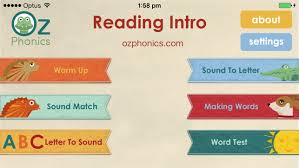 reading intro by oz phonics on the app