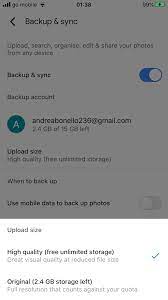 backup and sync mean in google photos