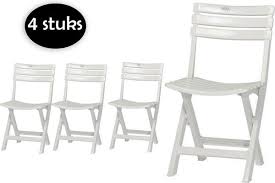 Set Of 4 White Plastic Folding Chairs
