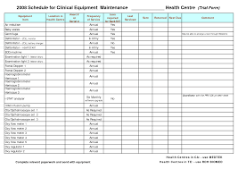 Equipment Maintenance Schedule Template Excel Printable