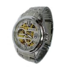 jual jam tangan rolex skeleton silver