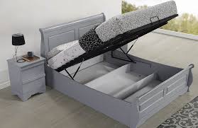5ft king size grey sleigh ottoman bed