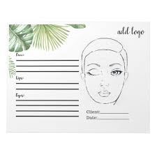 Makeup Face Chart Simple Basic Palms Leaves Leaf Notepad