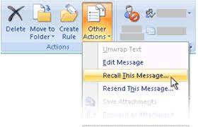 recall or replace an email message that