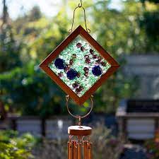 Wind Chimes Colored Glass Copper Hangers