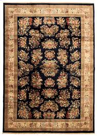 hand knotted wool dark navy rug