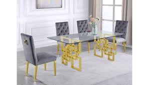 Kenza Glass Top Dining Table Gold Base