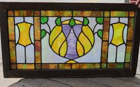 Antique Craftsman Stained Glass Panel
