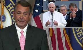 Speaker boehner, who is catholic, was seen on video giving america his best cry face as the pope greeted the masses with a buenos dias! Speaker John Boehner Resigns After Weeping As Pope Francis Addressed Us Congress Daily Mail Online