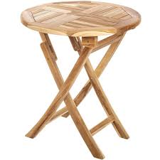 The groove design adds an decorative touch to the table and is not something you can buy in a store. Round Folding Garden Table 66 Cm In Certified Teak Wood Cablematic