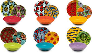 Excelsa Afrika Service assiettes 18 pièces en porcelaine et en céramique,  multicolore : Amazon.fr: Cuisine et Maison