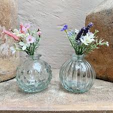 Clear Glass Jive Bud Vases Round