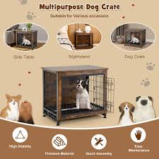 Wooden Dog Crate Furniture With Tray