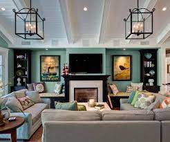 Great Room Layout Blue Living Room