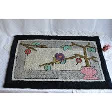 antique canadian hooked rug carpet rare