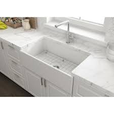 Sink base kitchen cabinet in satin white. Glacier Bay Farmhouse Apron Front Fireclay 33 In Single Bowl Kitchen Sink In White With Grid 3abrb 52 001 The Home Depot