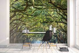3d Peaceful Green Trees Mural Removable