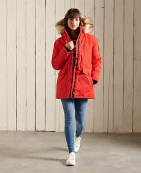 Hooded Everest Faux Fur Parka Coat Red