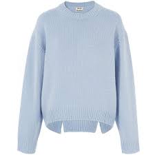 Acne Studios Light Blue Chunky Wool Knit Shora Jumper Oversized Knitted Sweaters Blue Knit Sweater Light Blue Sweater