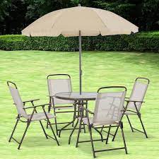 Umbrella With 4 Folding Dining Chairs