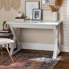 I've rounded up my favorite desks to help you create a modern white office writing desk stylish rectangle computer desk with drawers glass top gold. White Desk With Glass Top Wayfair