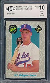 Intended for the canadian market, it's much rarer than his other rookie cards and has started to spike, particularly graded copies. Amazon Com 1990 Classic Draft Pick 1 Chipper Jones Rookie Card Graded Bccg 10 Collectibles Fine Art